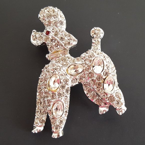 Vintage PELL Signed French Poodle Figural Rhinestone Brooch Pin - Picture 11 of 13